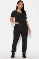 Conjunto de Uniforme Médico Jogger Elástico en Negro