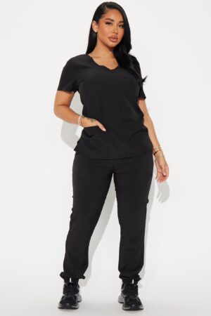 Conjunto de Uniforme Médico Jogger Elástico en Negro