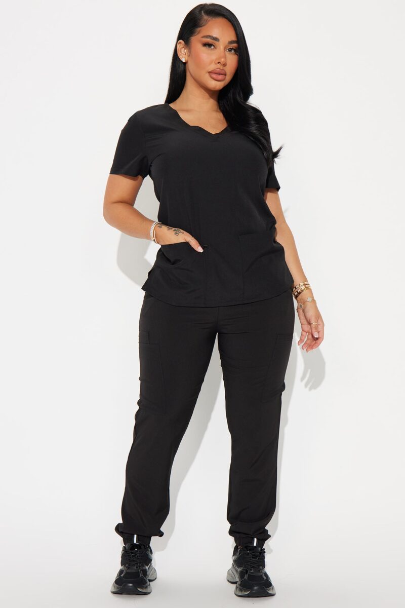 Conjunto de Uniforme Médico Jogger Elástico en Negro