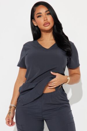 Camisa de Uniforme Unisex con Bolsillos y Cuello en V