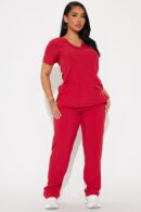 Camisa de Uniforme Unisex con Bolsillos y Cuello en V