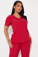 Camisa de Uniforme Unisex con Bolsillos y Cuello en V