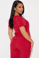 Camisa de Uniforme Unisex con Bolsillos y Cuello en V