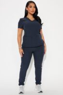 Conjunto de Uniforme Médico de Jogger Elástico con Bolsillos