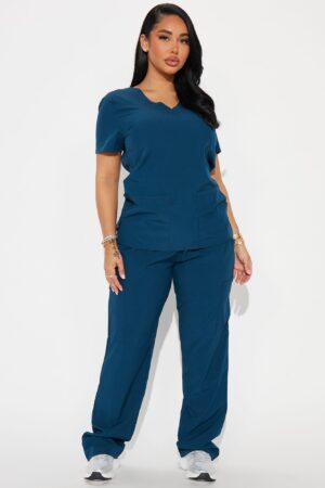 Conjunto de Uniforme Médico de Estiramiento en Azul