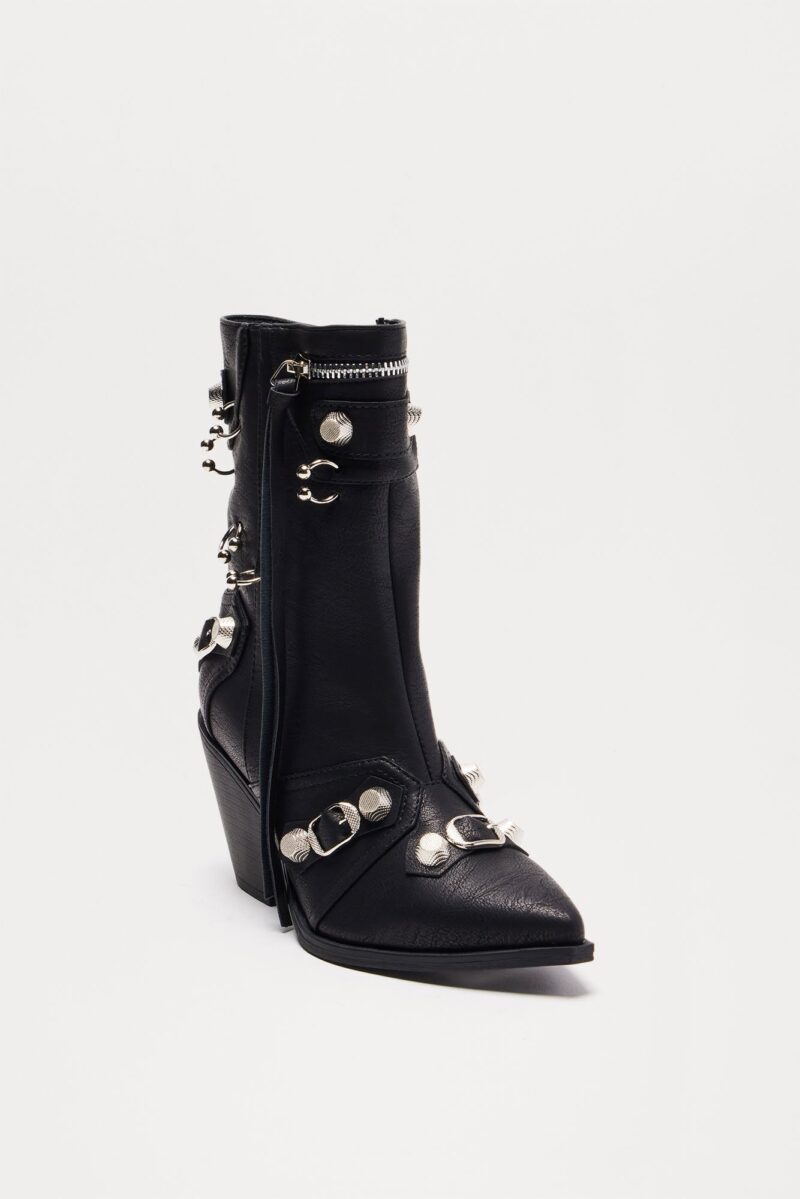 Botines Negros de Tacón Medio con Detalles Metálicos - Image 3