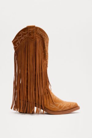 Botas de Vaquero Altas con Flecos y Tacón Medio