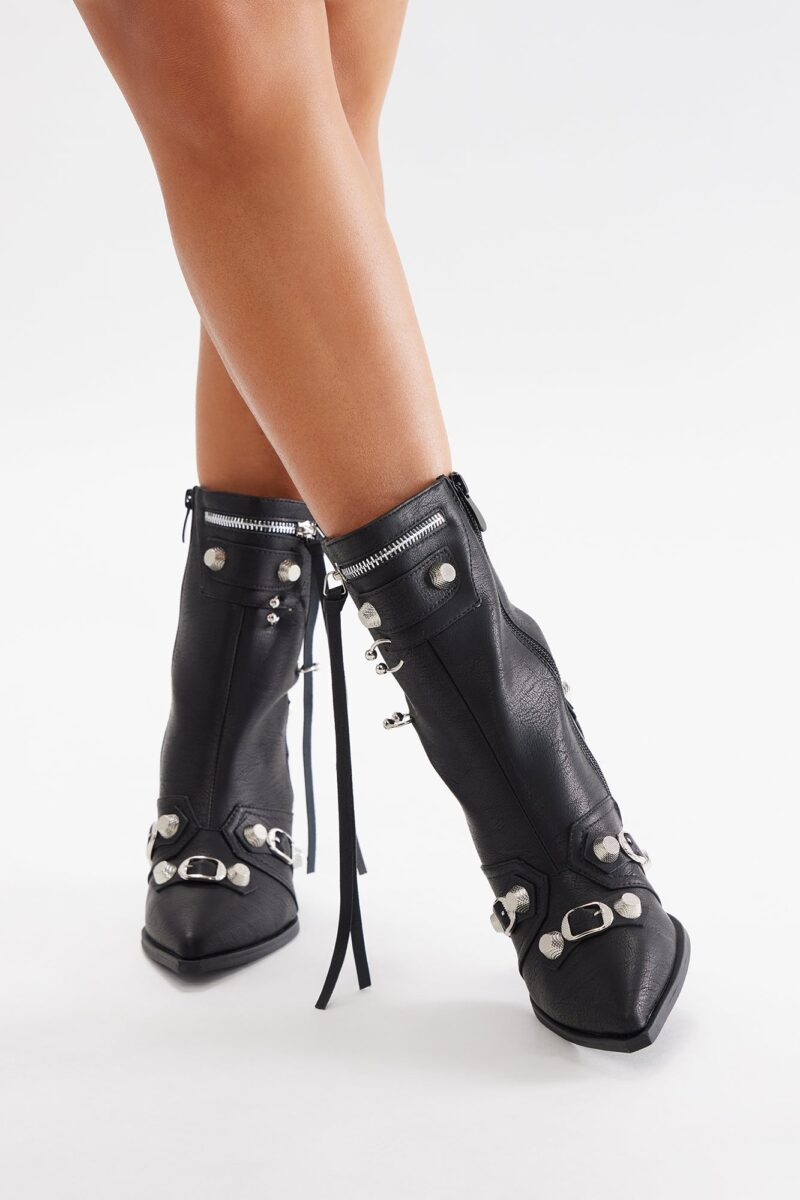 Botines Negros de Tacón Medio con Detalles Metálicos - Image 4
