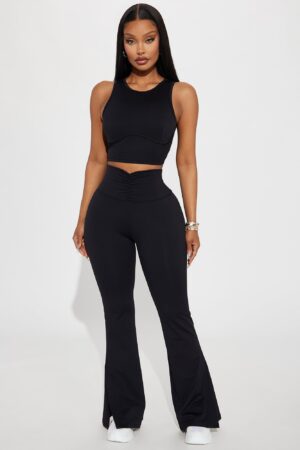 Pantalón Flare Activo para Pilates con Cintura Fruncida