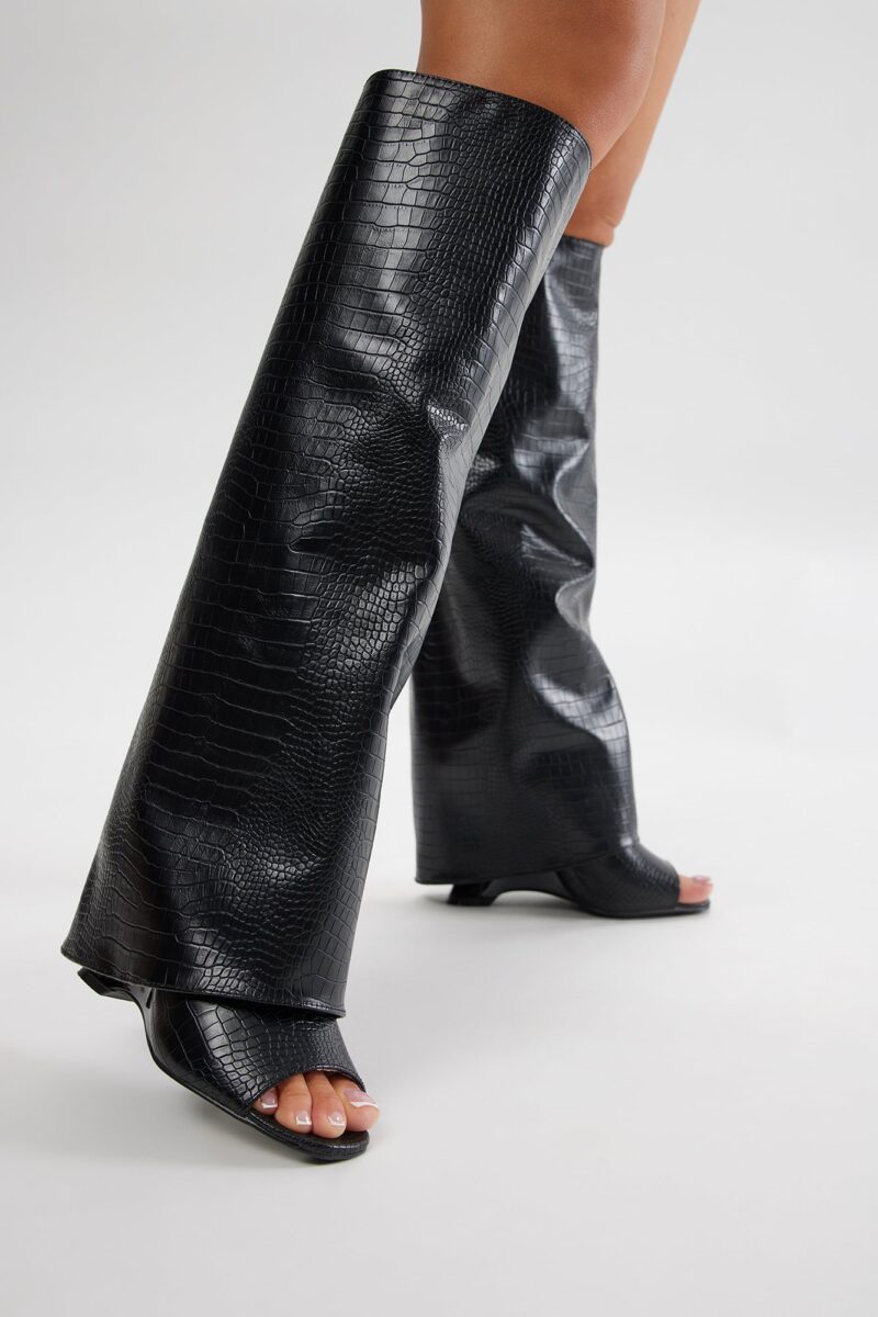 Botas Altas Hasta la Rodilla con Textura de Cocodrilo - Image 2