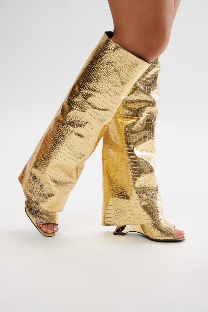 Botas Altas Hasta la Rodilla con Textura de Cocodrilo - Image 9