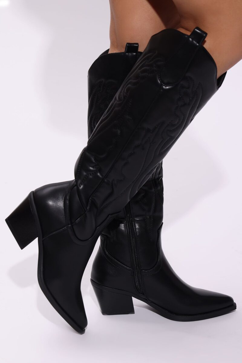 Botas Altas hasta la Rodilla con Tacón Medio y Punta Fina - Image 3