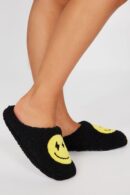 Pantuflas Cerradas con Estampado de Caritas Sonrientes
