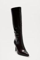 Botas Altas Hasta la Rodilla con Tacón y Estampado de Cocodrilo