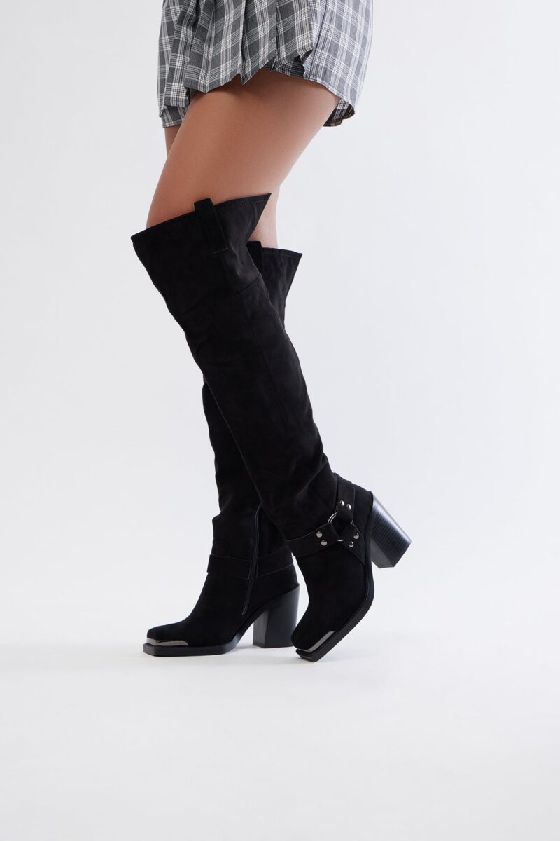 Botas Altas de Tacón Cuadrado con Detalles Metálicos - Image 2