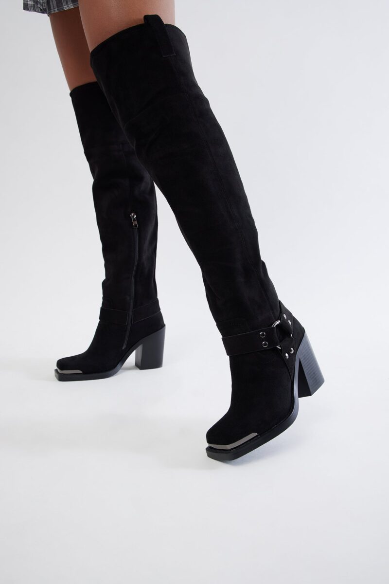 Botas Altas de Tacón Cuadrado con Detalles Metálicos - Image 4