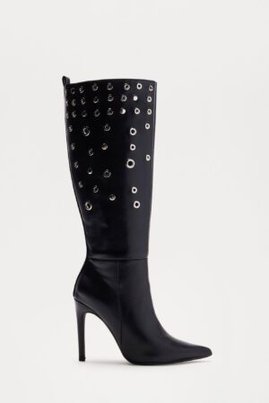 Botas Altas hasta la Rodilla con Detalles de Ojales