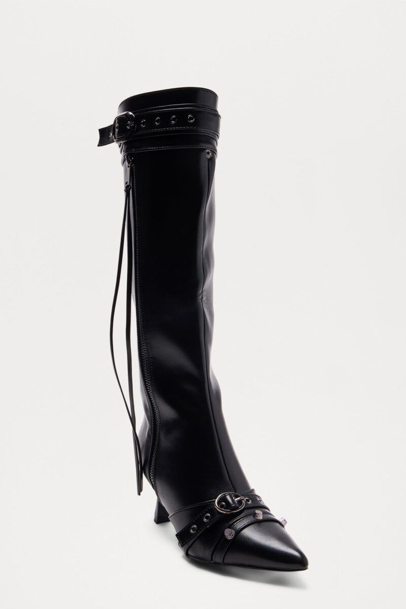 Botas de Tacón Medio Altas hasta la Rodilla con Detalles Metálicos - Image 3