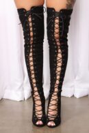Botas Altas de Mezclilla con Detalles de Encaje
