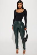 Leggings de Cuero Sintético con Efecto Reductor - Negro