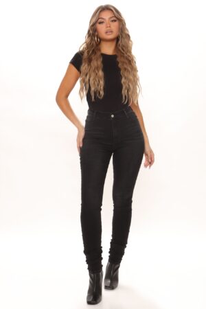 Jeans Skinny Corte Alto en Denim Oscuro