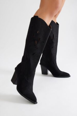 Botas de Estilo Vaquero con Detalle Calado