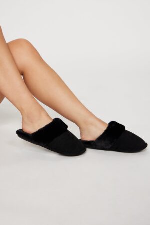 Pantuflas de Pelo Sintético con Punta Redonda
