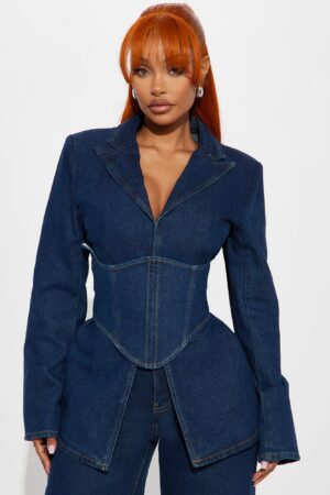 Chaqueta Blazer de Jean con Corset Desmontable