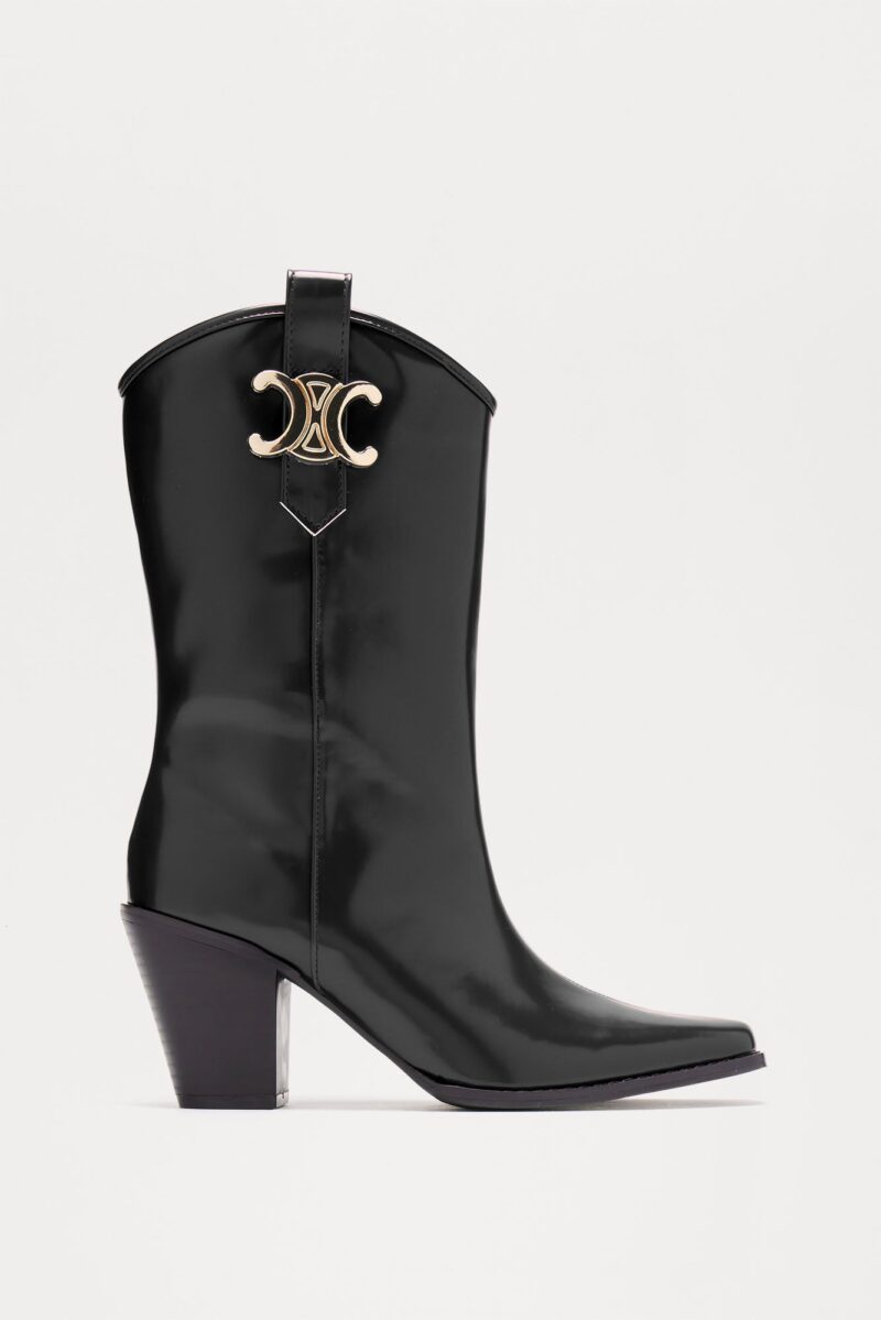 Botas Vaqueras con Tacón y Detalle Metálico