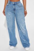 Jeans Rectos Rasgados con Estampa 'Malibu California'