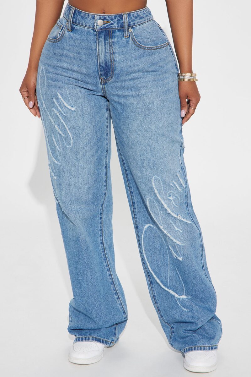 Jeans Rectos Rasgados con Estampa 'Malibu California' - Image 7