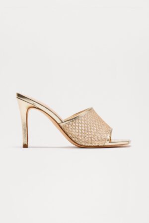 Sandalias Altas Metálicas con Detalles de Brillo