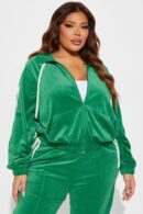 Conjunto Deportivo Retro de Terciopelo con Cierre Frontal