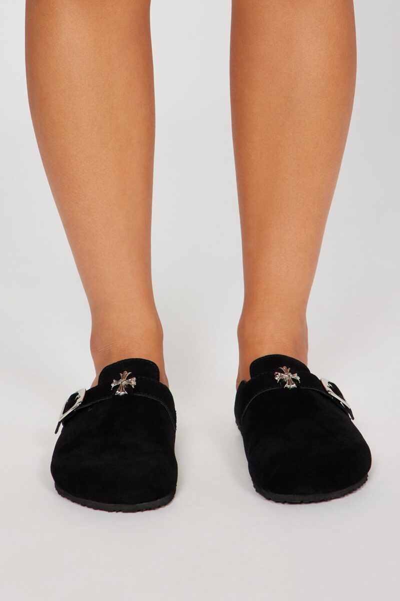 Sandalias Planas con Detalle de Metal - Negro - Image 2
