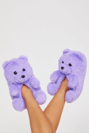 Pantuflas de Oso Tierno y Acurrucable - Morado
