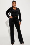 Conjunto de Pantalón y Chaqueta de Terciopelo con Capucha