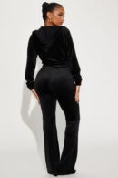 Conjunto de Pantalón y Chaqueta de Terciopelo con Capucha
