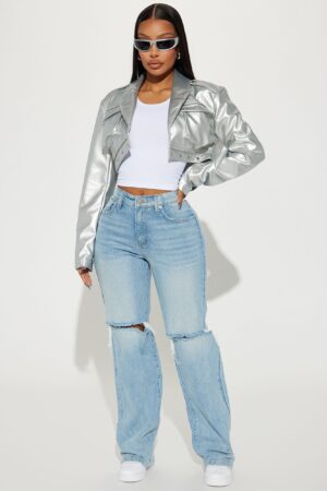 Jeans de Pierna Recta Desgarrados Estilo Años 90