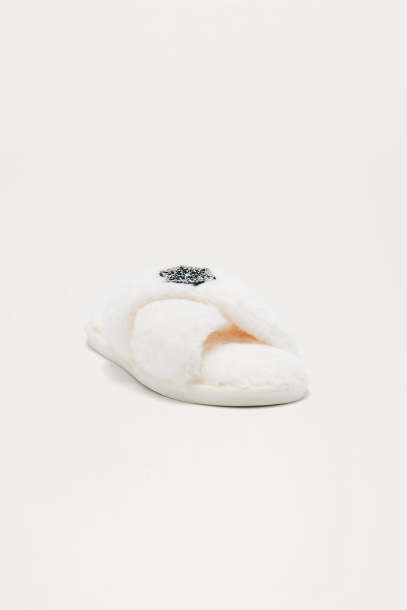 Pantuflas Navideñas de Pelo Sintético con Detalles Festivos
