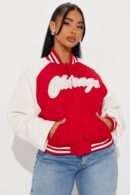 Chaqueta Bomber Texturada con Manga Larga y Detalles Bordados