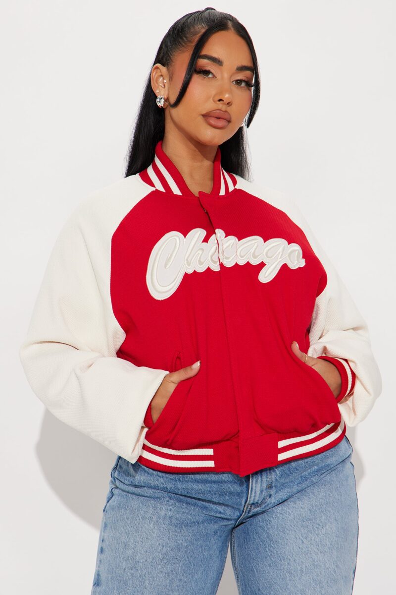 Chaqueta Bomber Texturada con Manga Larga y Detalles Bordados - Image 3