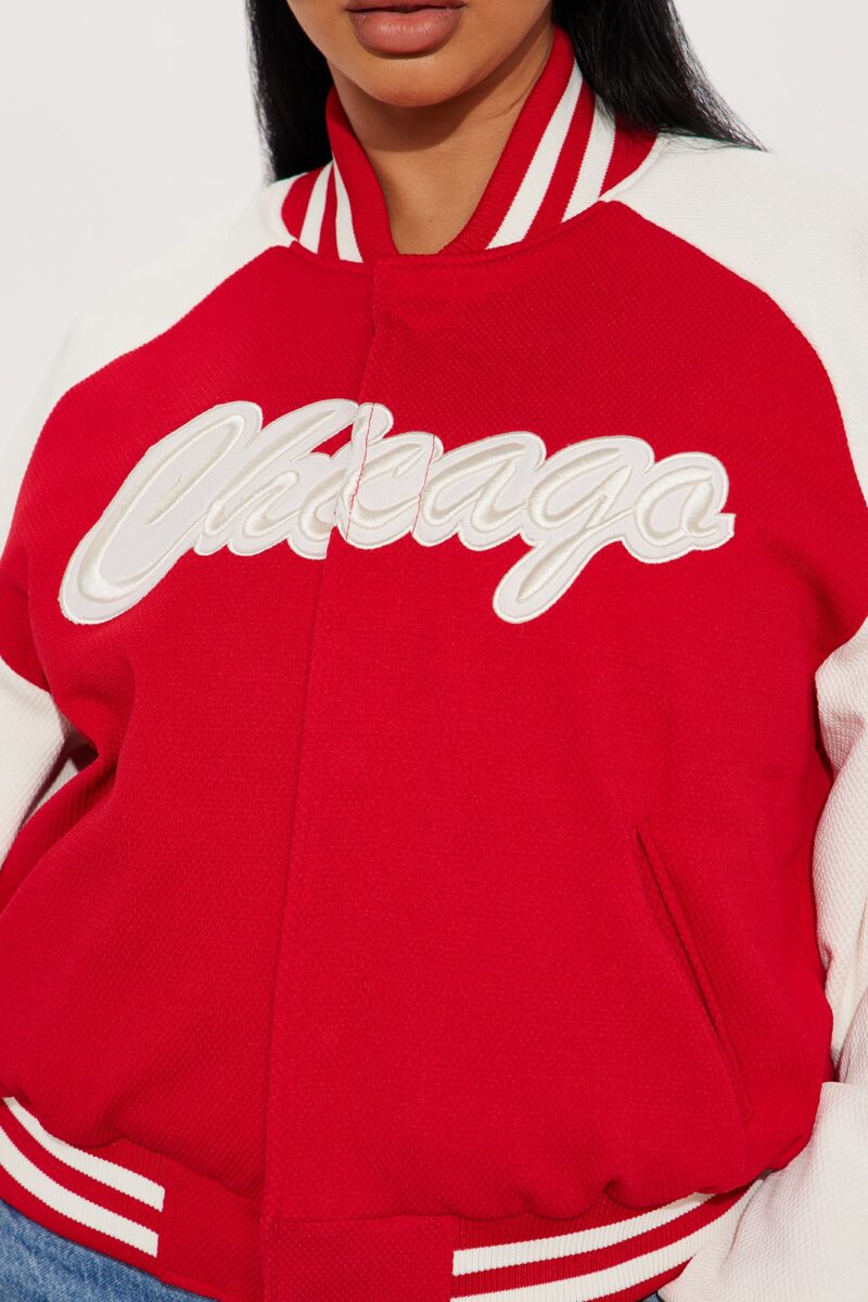 Chaqueta Bomber Texturada con Manga Larga y Detalles Bordados - Image 5