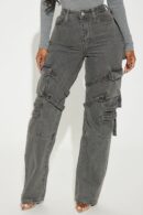 Jeans Rectos de Estilo Cargo con Bolsillos Funcionales