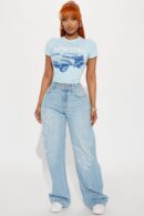 Jeans Rectos Rasgados con Estampa 'Malibu California'