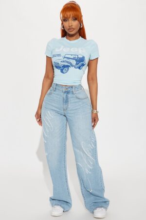 Jeans Rectos Rasgados con Estampa 'Malibu California'