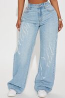 Jeans Rectos Rasgados con Estampa 'Malibu California'