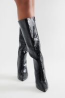 Botas Altas Hasta la Rodilla con Tacón y Estampado de Cocodrilo