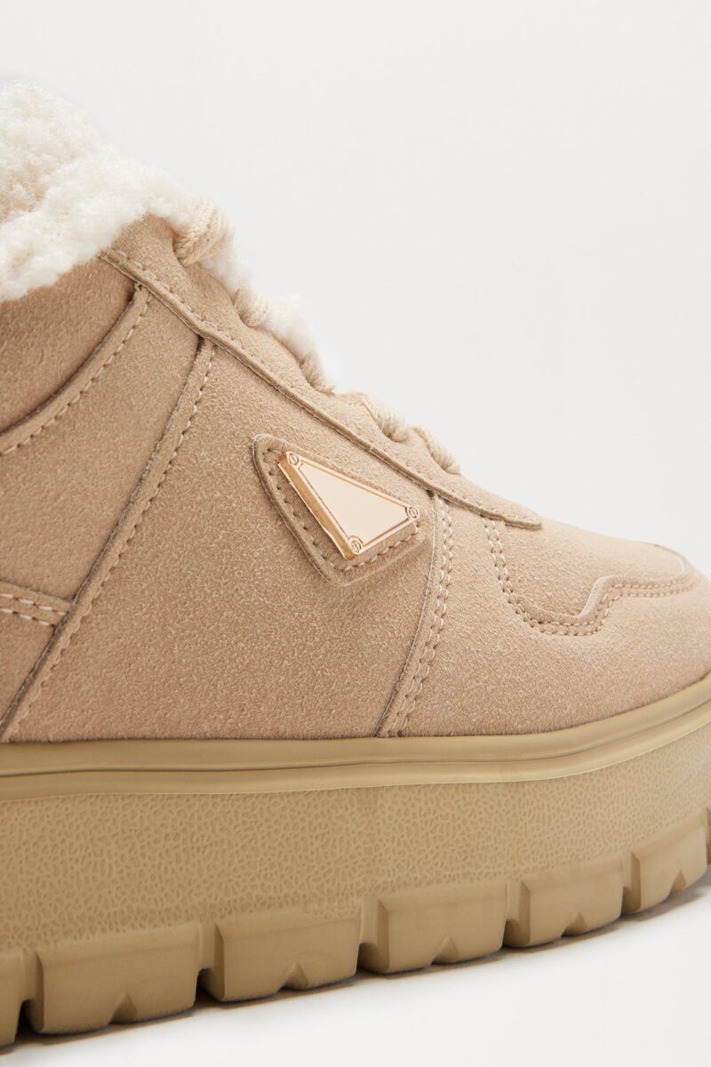 Zapatillas Deportivas con Borde de Piel Sintética - Beige - Image 4
