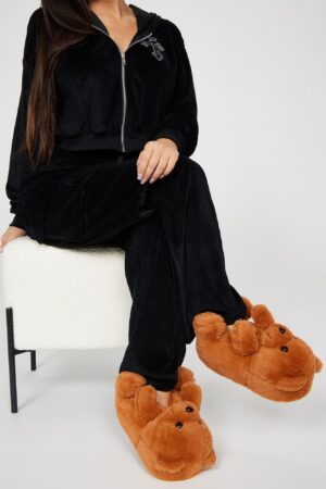 Pantuflas de Peluche en Forma de Osito - Beige