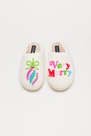 Pantuflas Festivas de Pelo en Marfil